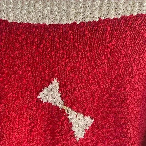Vintage Red Pearl Studded Sweater size L - Picture 5 of 6